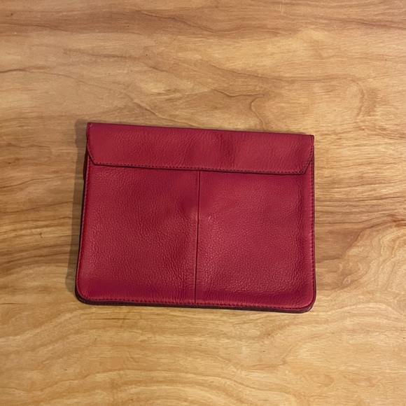 Gap Leather Envelope Style Clutch Deep Red - Picture 2 of 9